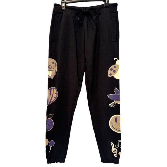 Kappa Regular Fit Logo Barillas Sweatpants Black-Grape Color Animal Graphics 2XL - Picture 1 of 6